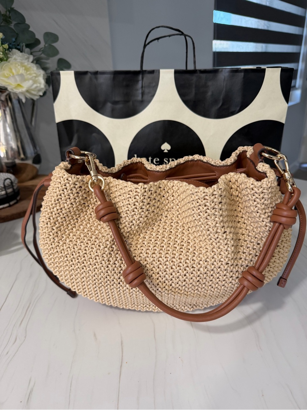 kate spade Beige Pinch Chunky Straw